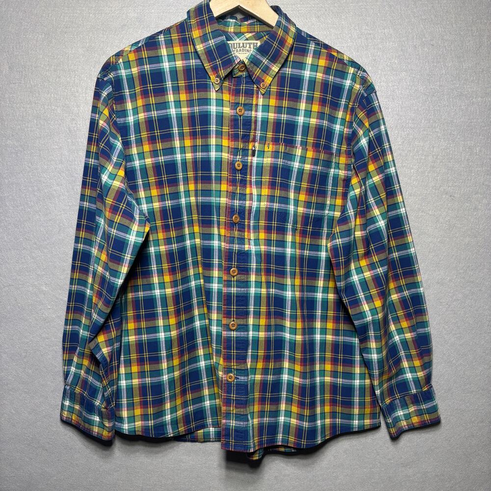 Duluth Trading Co Plaid‎ Shirt L Cotton Multicolor Workwear Rustic Heritage